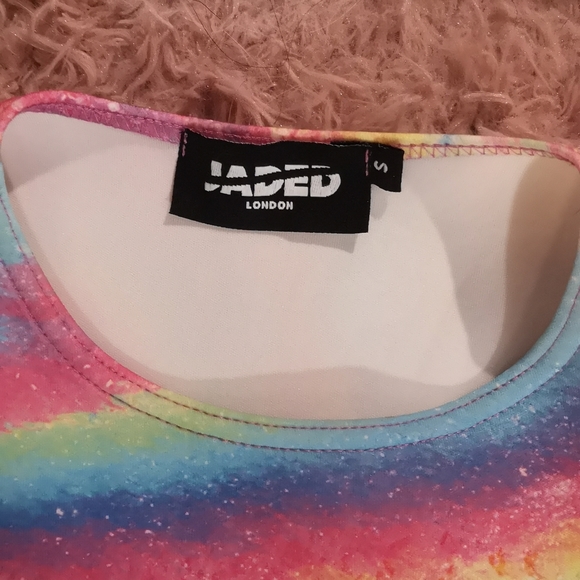 Jaded London Rainbow Open Back Crop Top - Picture 4 of 5